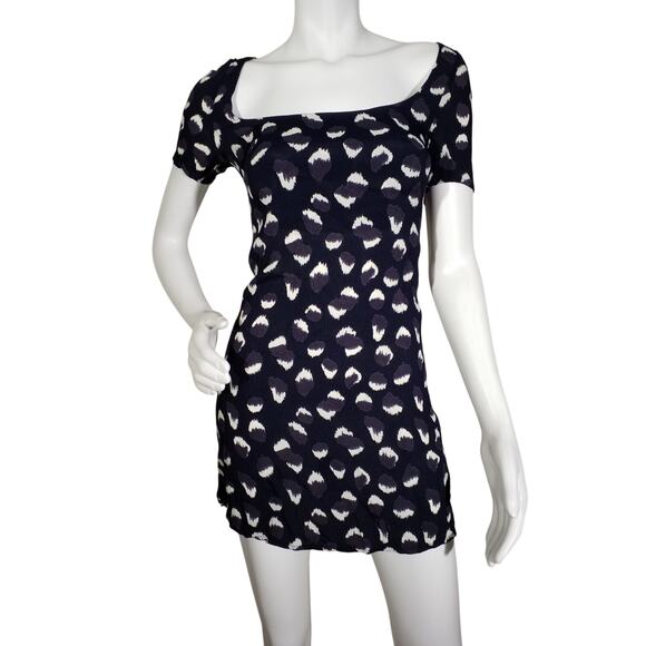 Reformation Mini Dress – Navy Leopard – Size 2 - Picture 3 of 9